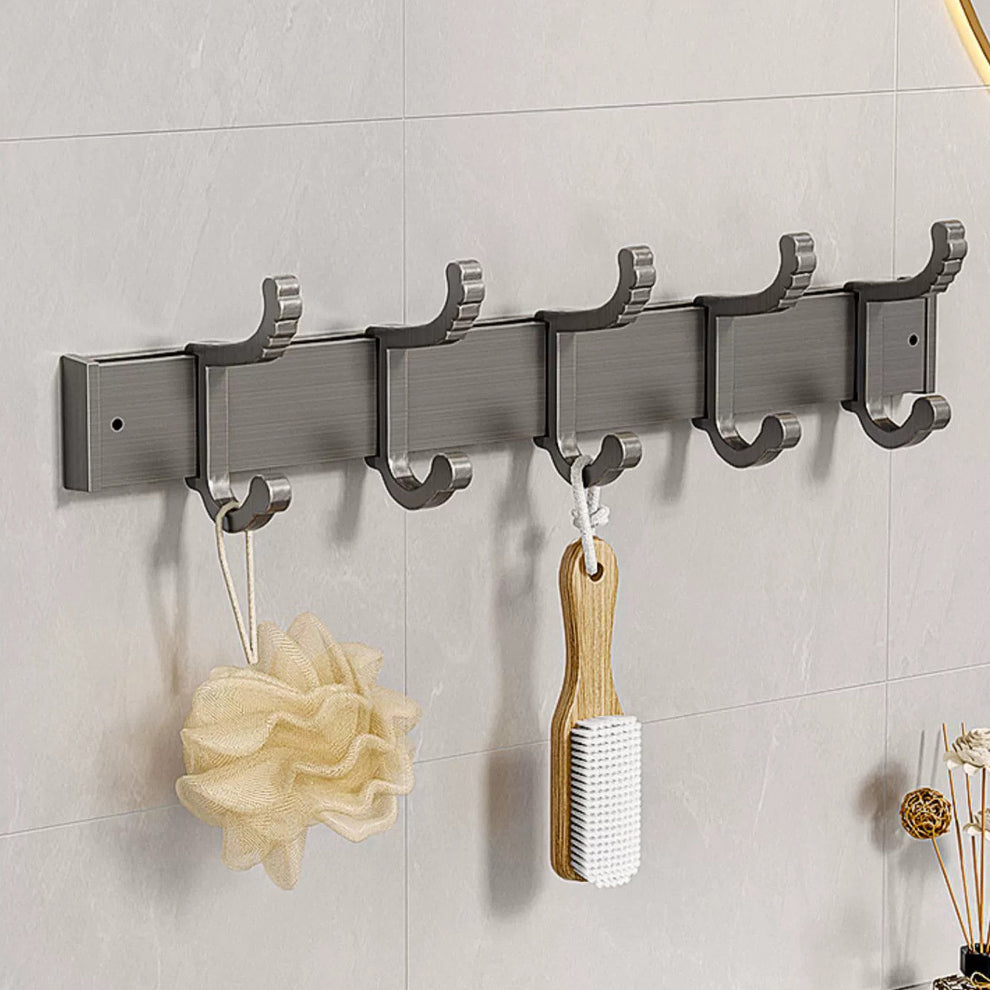 5 Pieces Set Modern Aluminium Towel Holder Wall Mounted Bathroom Storage Towel Shelf Folding Towel Rack Set