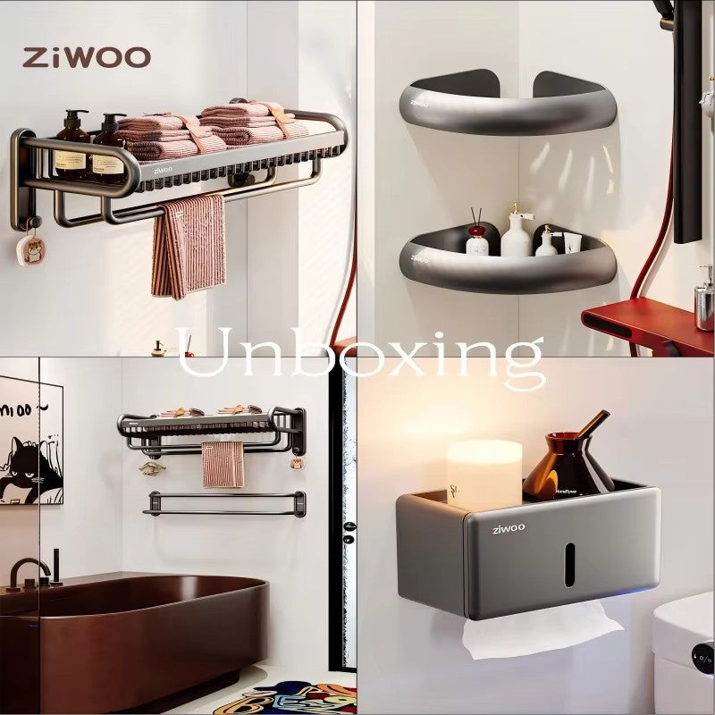 Bathroom Towel Rack No Drilling Wall Mounted Storage Shelf Premium Aluminum Alloy Towel Holder for Toilet Washroom