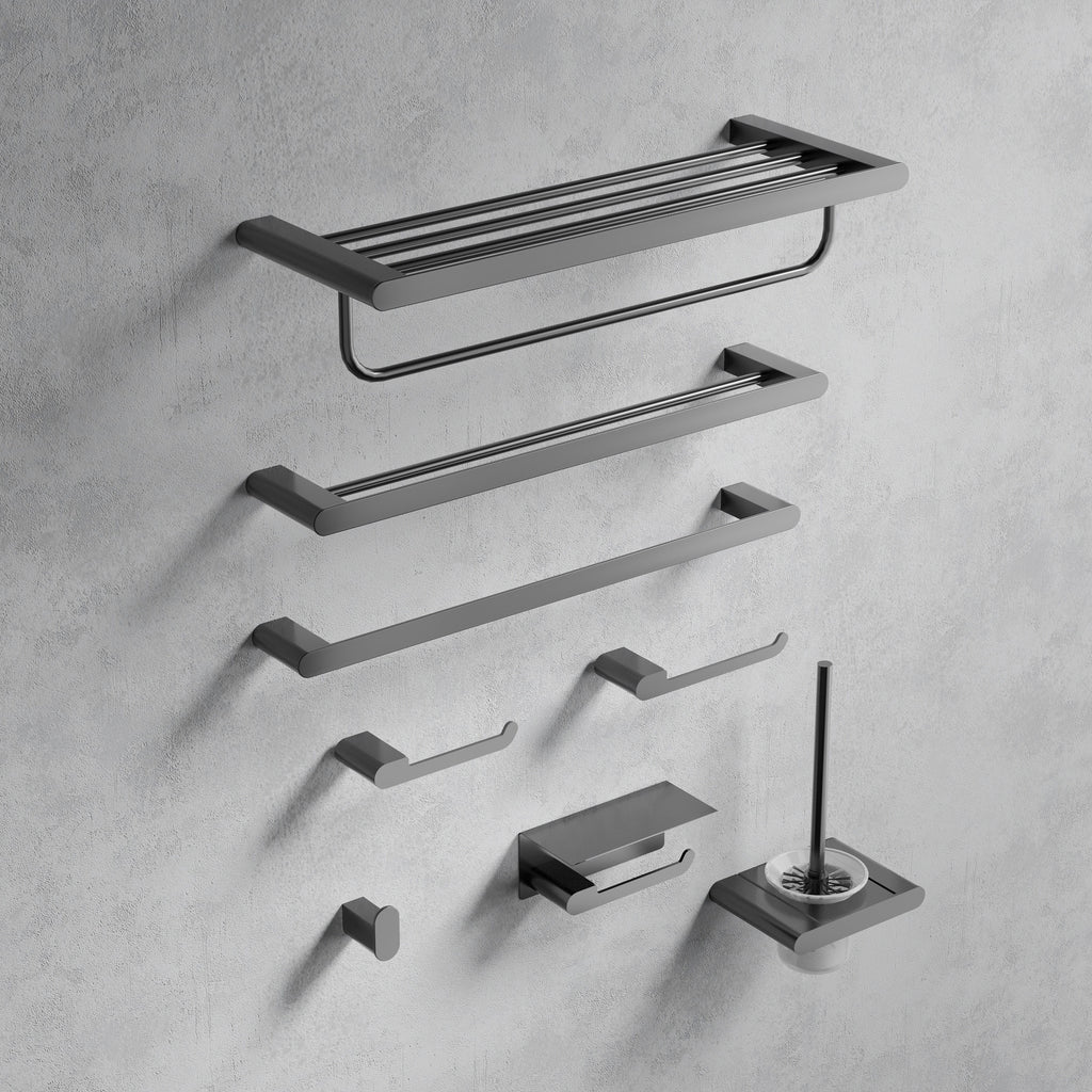 Stainless Steel Bathroom Hardware Set Black Matte Paper Holder Toothbrush Holder Towel Bar Bathroom Accessories