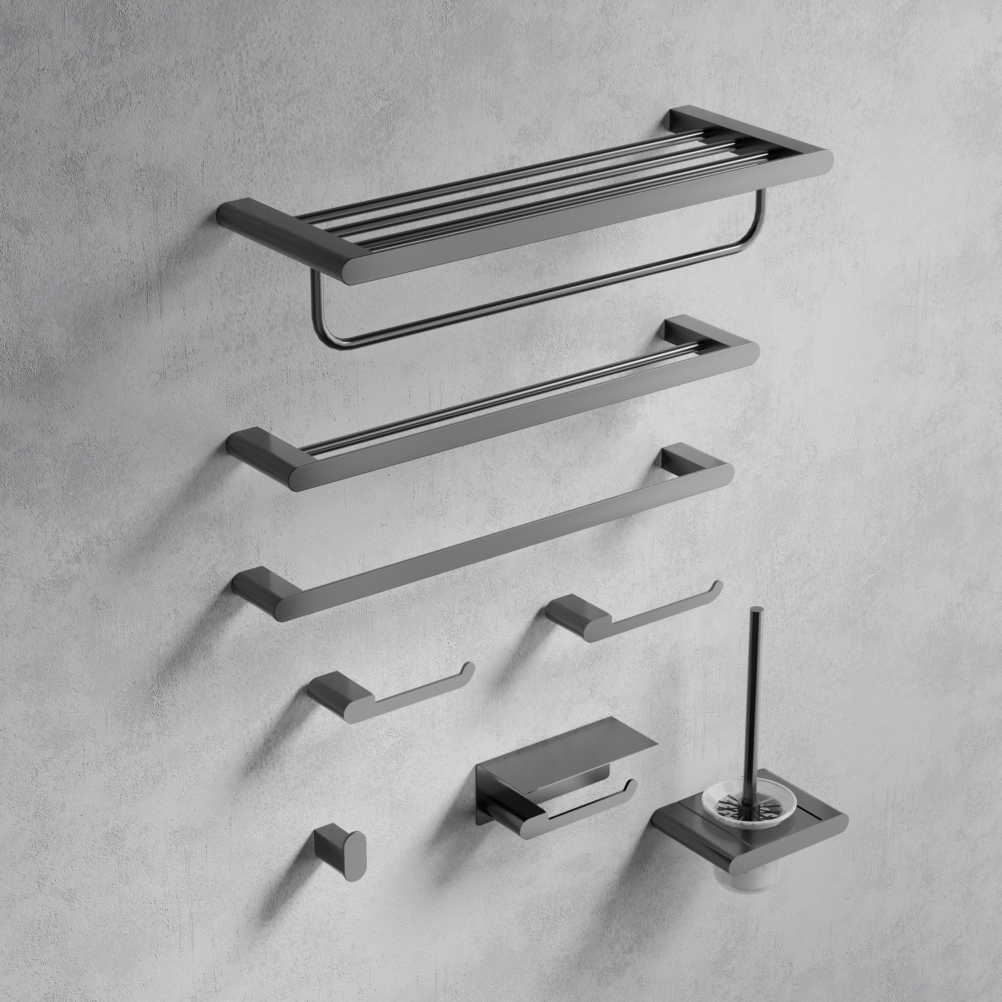 Stainless Steel Bathroom Hardware Set Black Matte Paper Holder Toothbrush Holder Towel Bar Bathroom Accessories