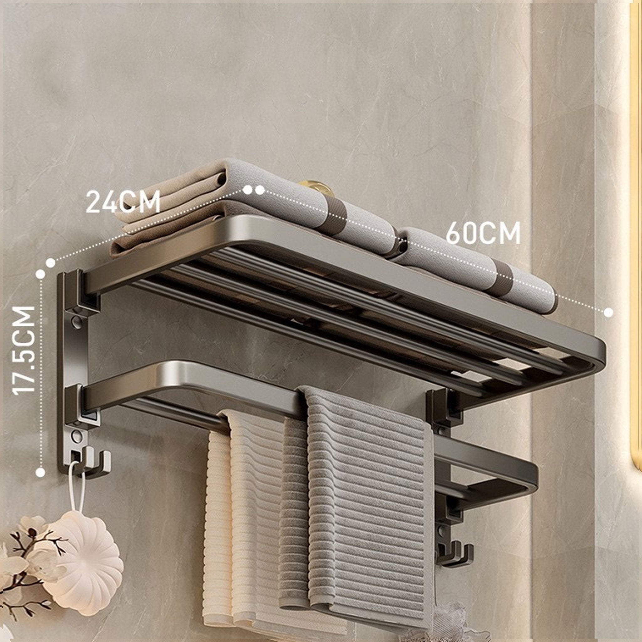 New Modern Simple Suction Cup Towel Rack Bathroom Mirror Polished No-Drill Wall-Mounted Towel Bar Storage Single/Double Rod