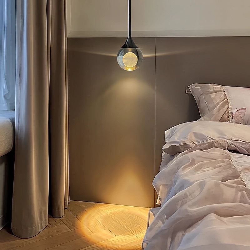 Modern Simple Luxury Crystal Pendant Light Small Hanging Chandelier for Master Bedroom Dining Living Room for Background Wall