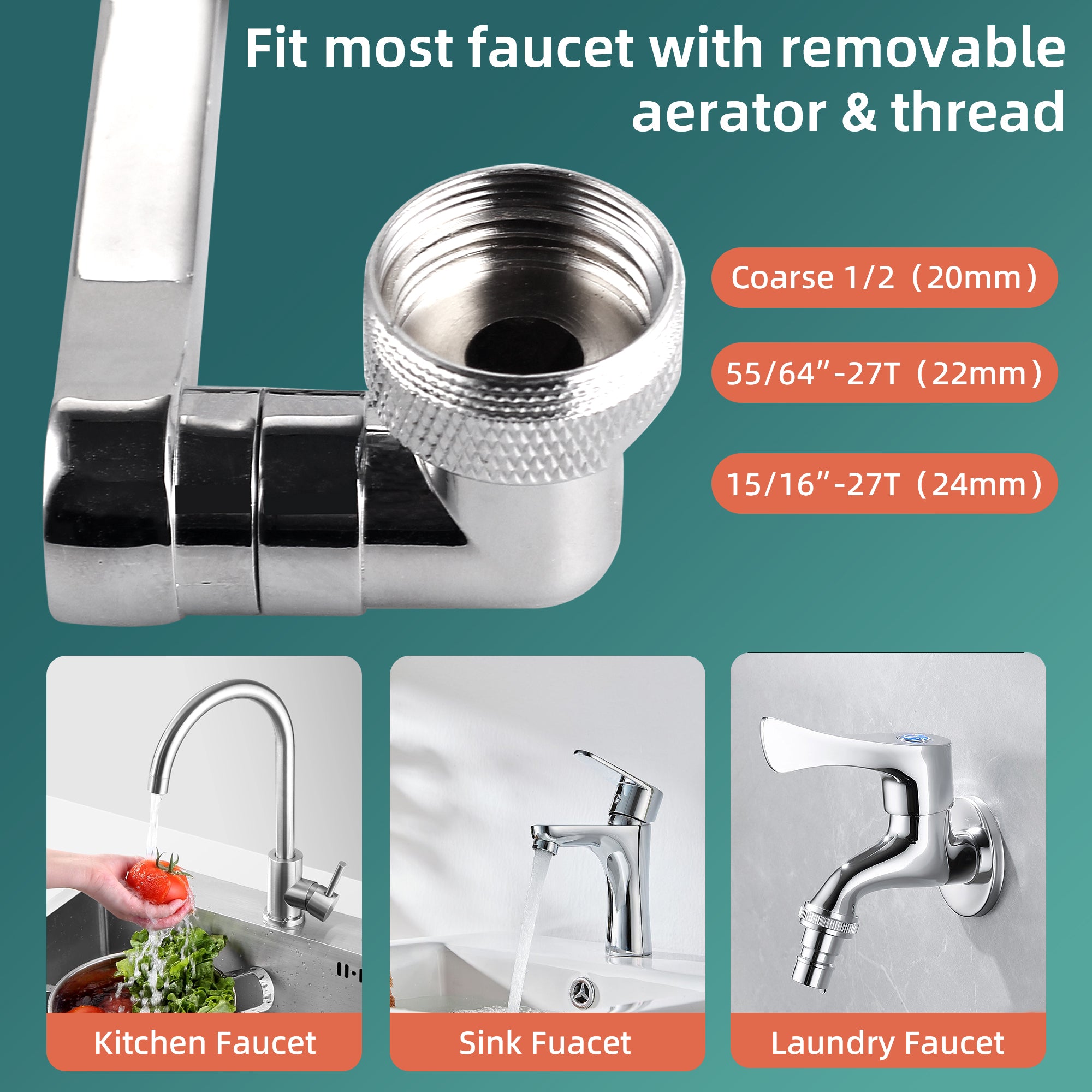 Universal 1080 Degree Kitchen Tap Head Rotatable Multifunction Bathroom Sink Filter Swivel Extension Water Save Faucet Aerator