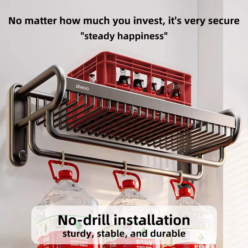 Bathroom Towel Rack No Drilling Wall Mounted Storage Shelf Premium Aluminum Alloy Towel Holder for Toilet Washroom