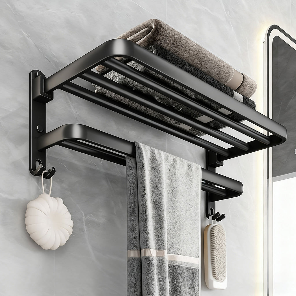New Modern Simple Suction Cup Towel Rack Bathroom Mirror Polished No-Drill Wall-Mounted Towel Bar Storage Single/Double Rod