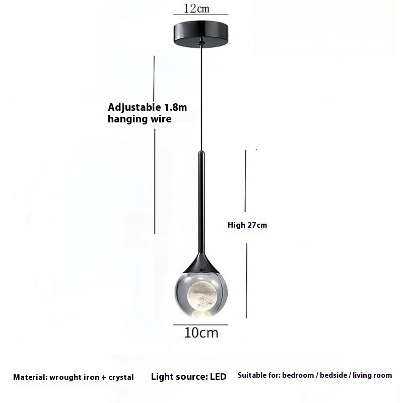 Modern Simple Luxury Crystal Pendant Light Small Hanging Chandelier for Master Bedroom Dining Living Room for Background Wall