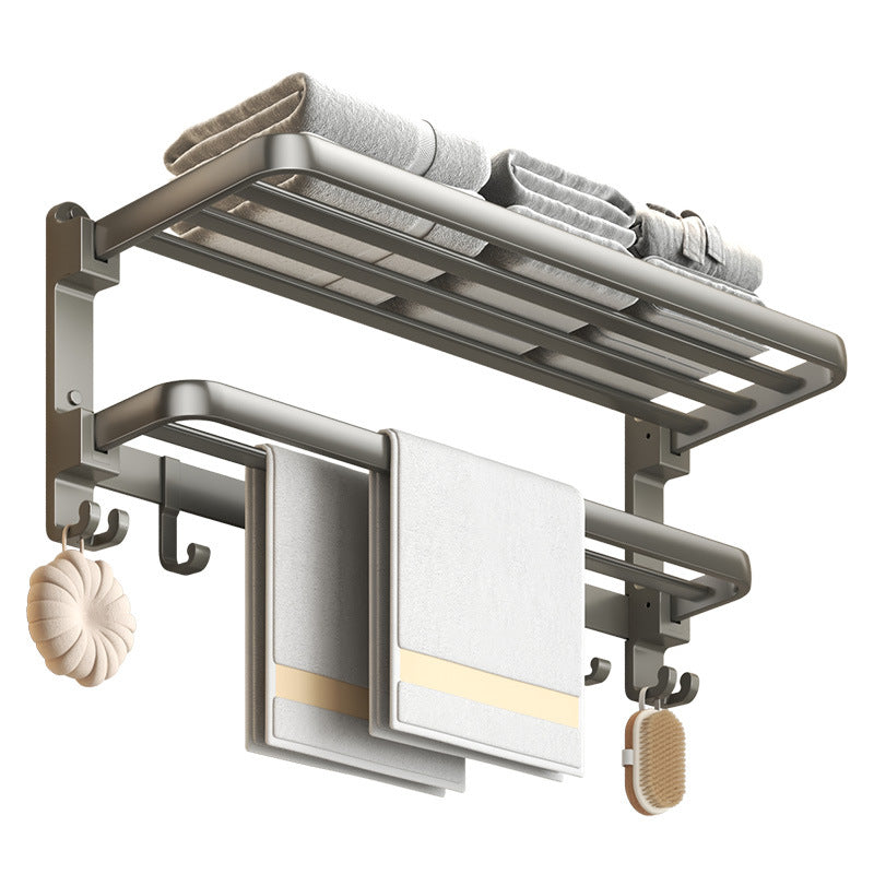 5 Pieces Set Modern Aluminium Towel Holder Wall Mounted Bathroom Storage Towel Shelf Folding Towel Rack Set