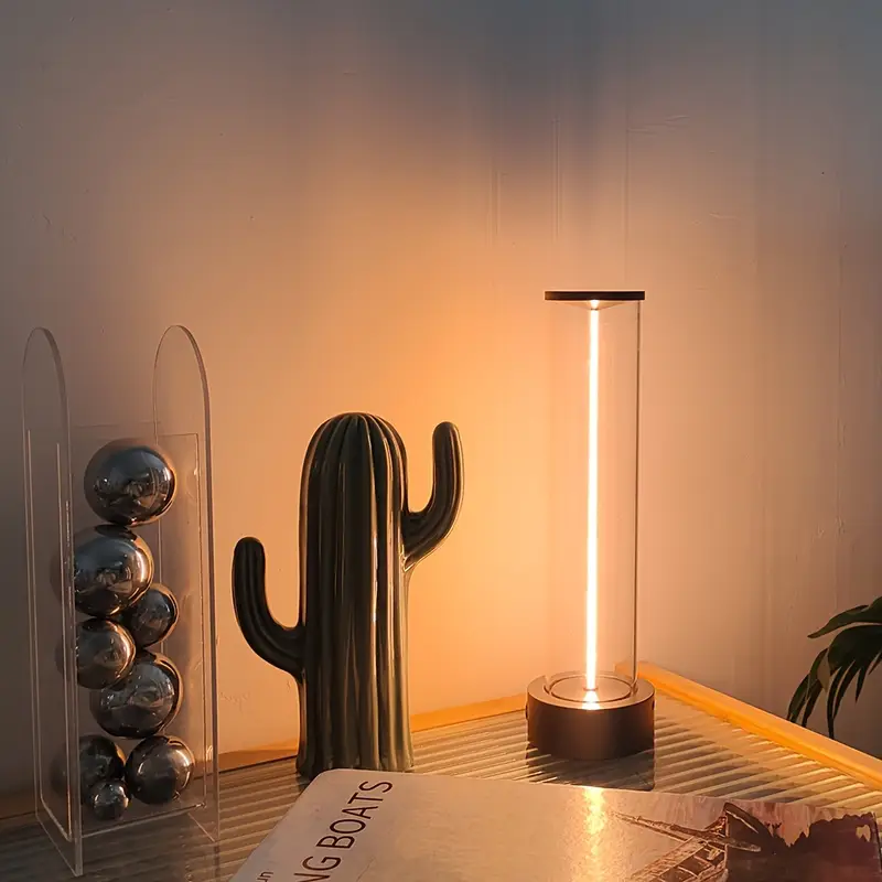 USB Rechargeable LED Night Light Magnetic Base 3 Brightness Levels Dimmable Table Lamp Flexible for Bedroom/Office/Home Decor